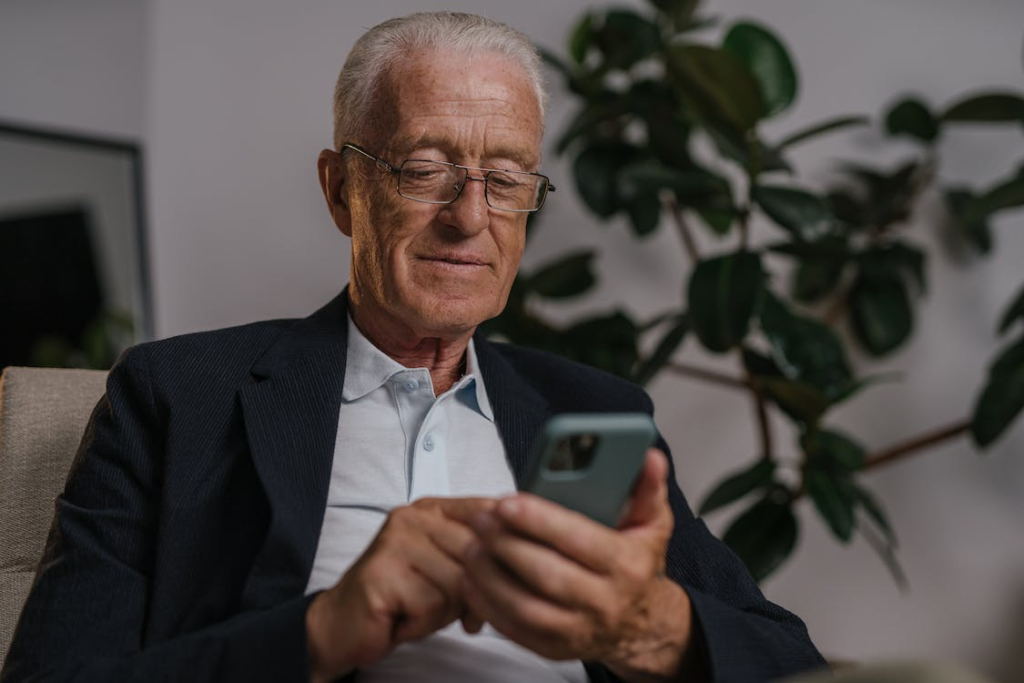 A senior using a smartphone