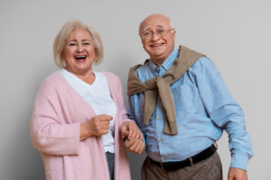 two seniors smiling